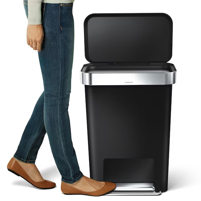 simplehuman 45 Liter Rectangular Step Can Soft Close Lid Black Plastic New (74 k