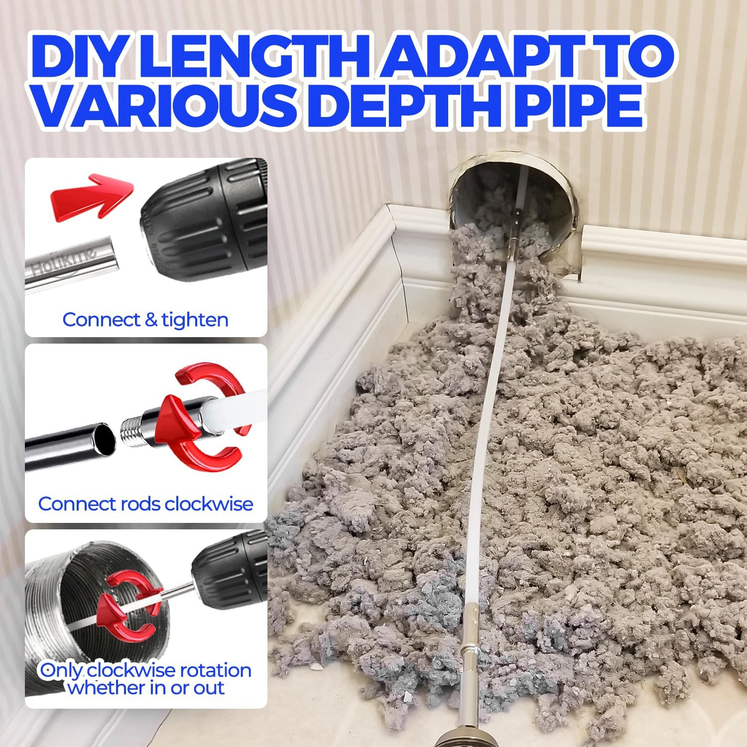 Dryer Vent Cleaner Kit – 15Ft Flexible Lint Brush for Deep Cleaning | Dryer Vent