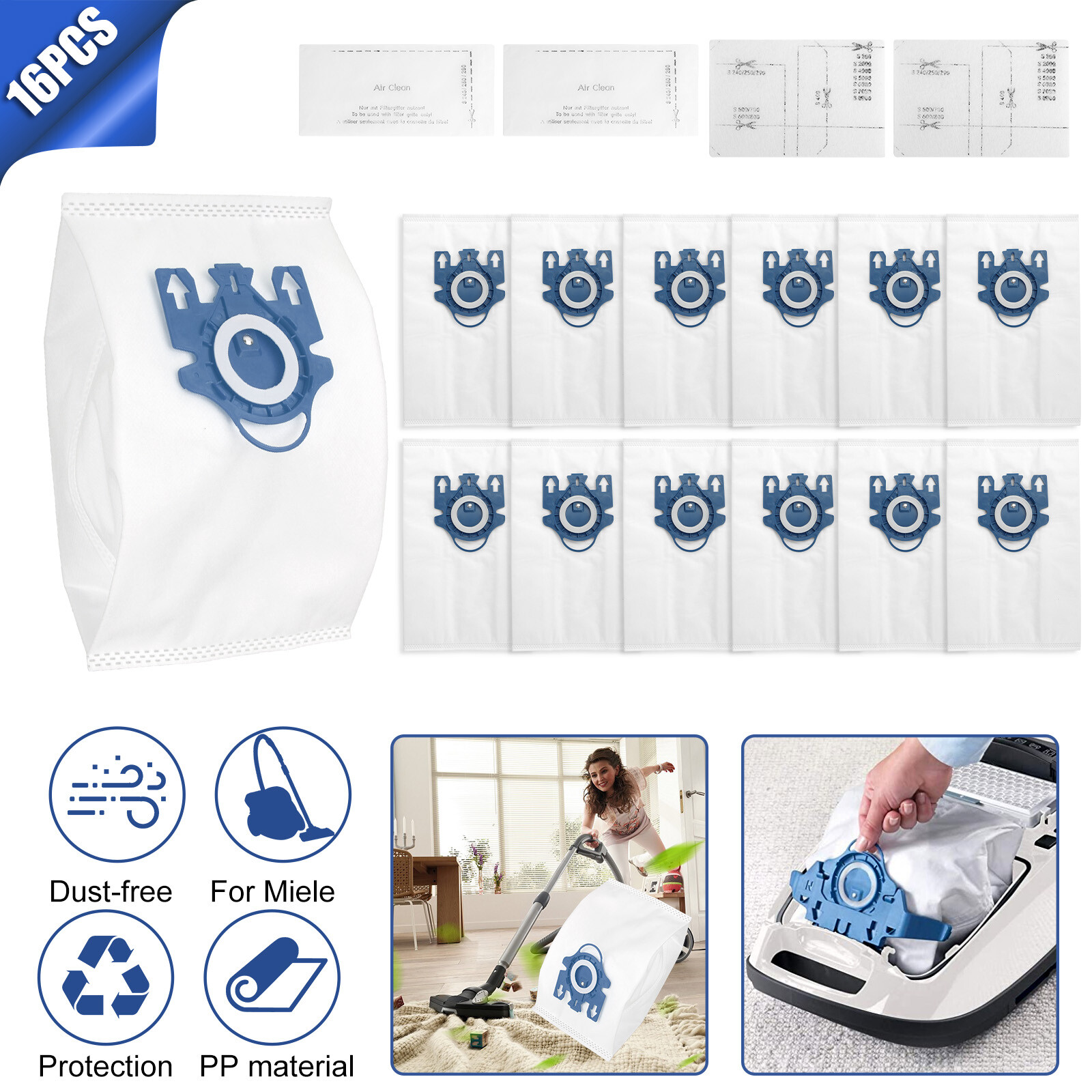 16X Vacuum Cleaner Dust Bags Set for Miele FJM/GN Type S2 S5 S8 C1 C2 C3 Series