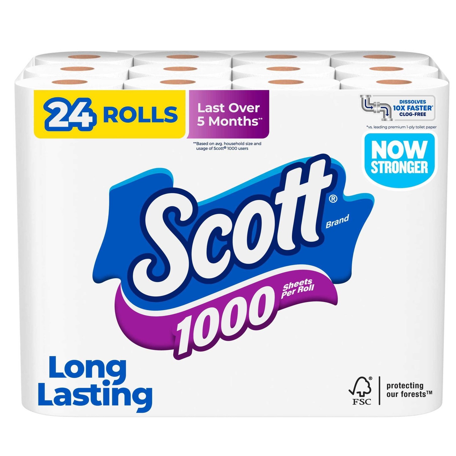 Scott 1000 Toilet Paper, 24 Rolls, 1,000 Sheets per Roll FREE FAST SHIPPING USA