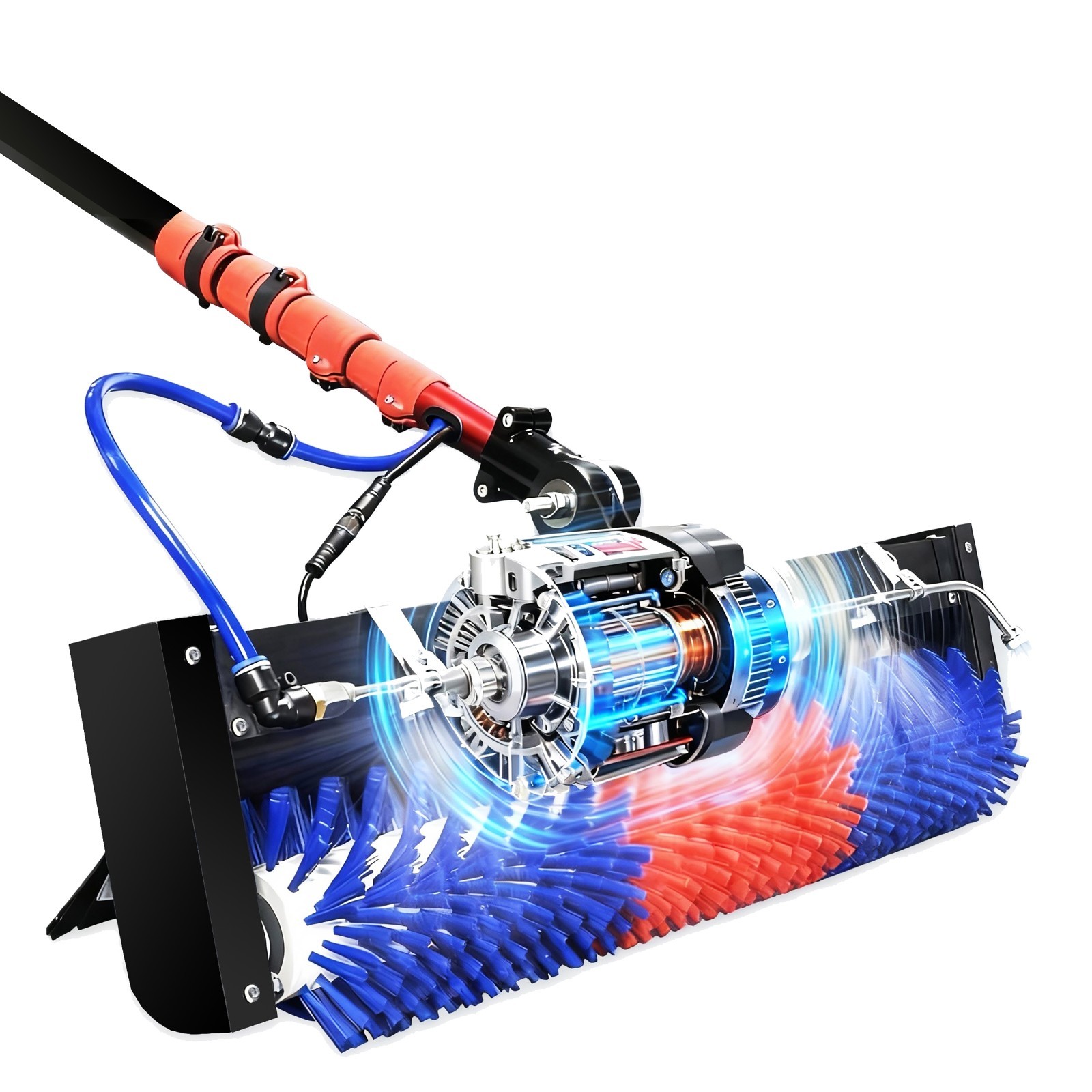Professional Solar Panel Cleaning Brush,400RPM,Water-Fed System,AC/DC Power