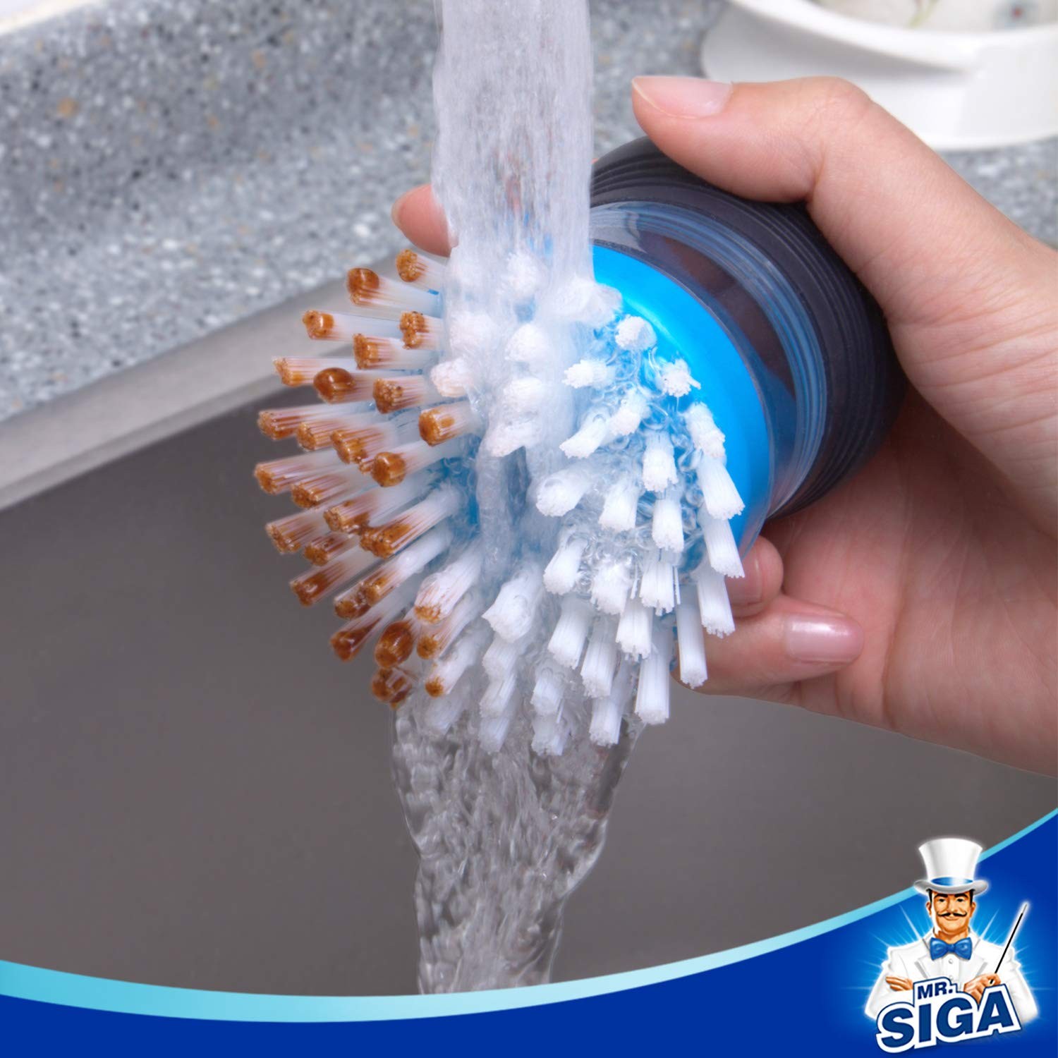 MR.SIGA Soap Dispensing Palm Brush Refill, Pack of 4 4 – White