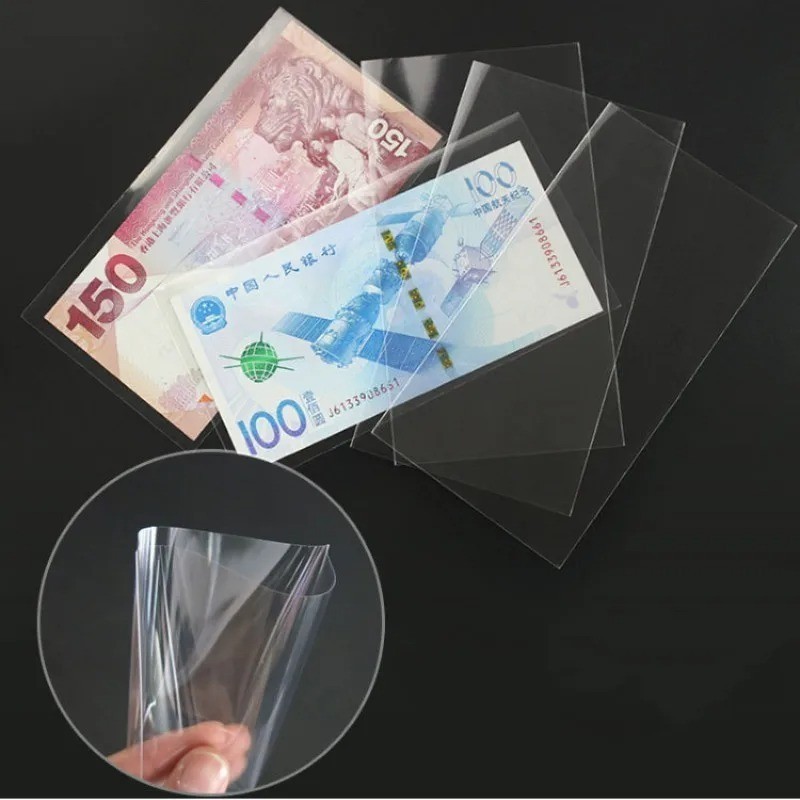 100 Pack Dollar Bill Holder Clear Sideload Currency Sleeves + Storage Case