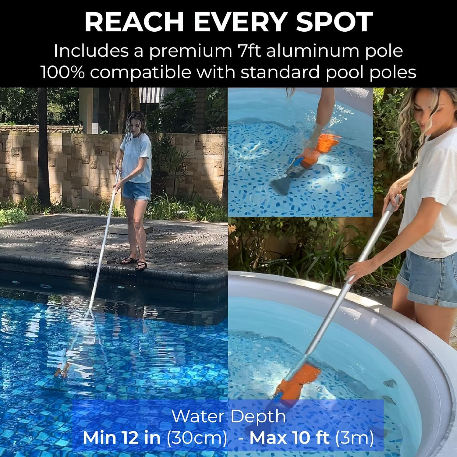 24V Cordless Handheld Pool Vacuum with 3-Stage 3D Micro-Filtration | 65W 43Kpa H