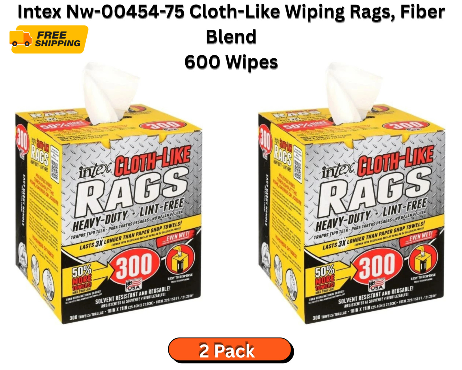 Cloth-Like Rags in a Box 600 Towels, 10″x11″ Heavy-Duty Trapos Tipo Tela