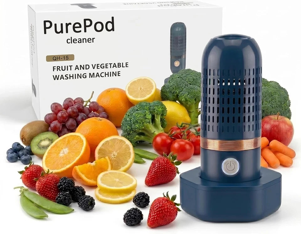 Pure Pod Vegetable Cleaner – Wireless Rechargeable Fruit and Produce Washing Mac