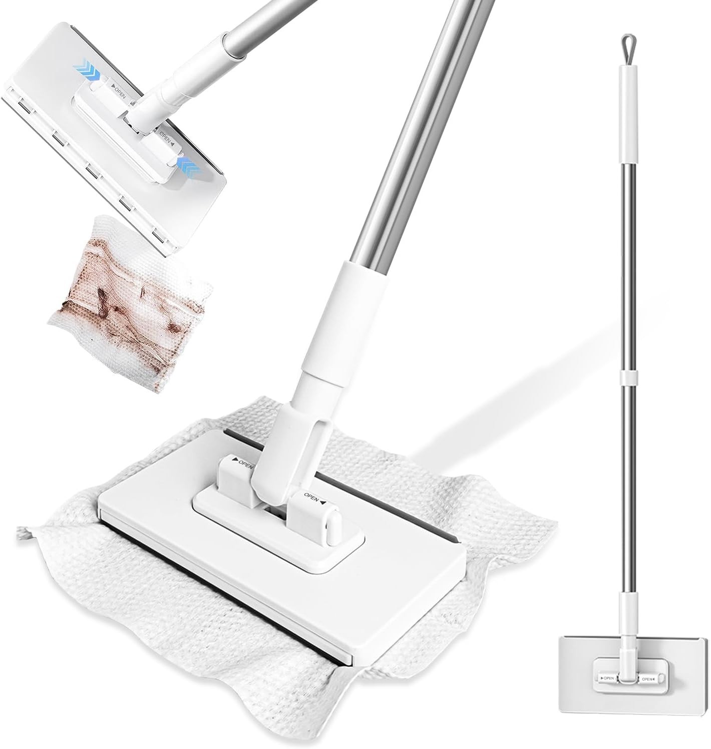 KZKR Snap Grip Mini Mop, No-Touch Disposable Lazy Mop, Easy Mopping Flat Dust Mo