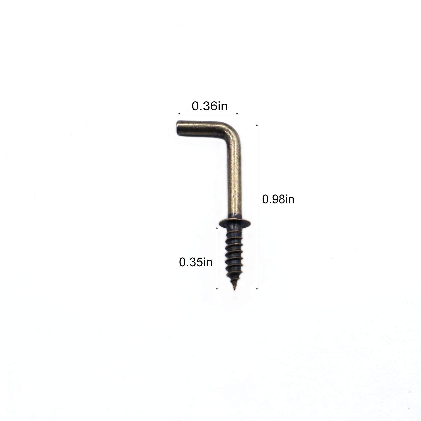 100 Pcs Small Screw in Hooks – 5/8 L Shape Right Angle Bronze Hooks