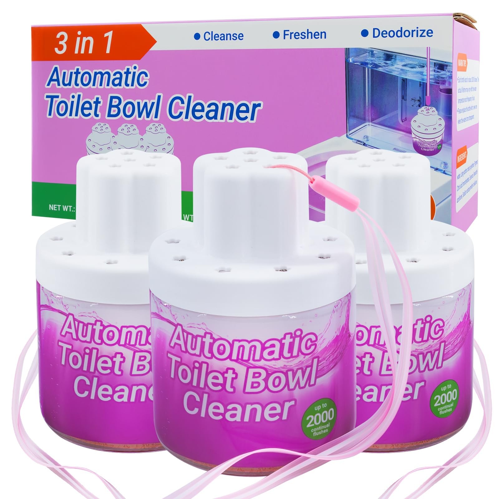Automatic Toilet Bowl Cleaner 3 Pack – 9 Months Long Lasting Toilet Tank Clea…