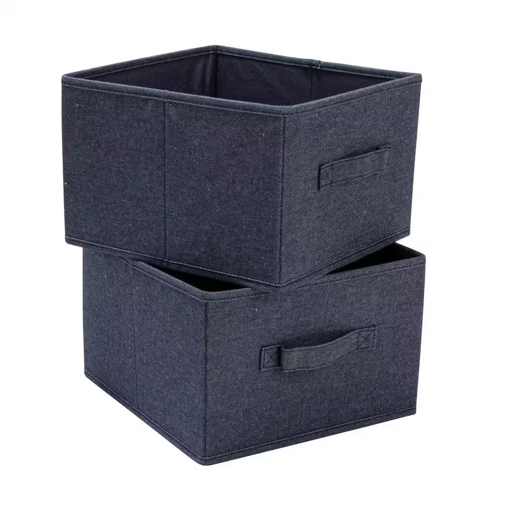 7.5 In. X 11.2 In. X 11.5 In. Denim Blue Cardboard Collapsible Closet Drawer Org
