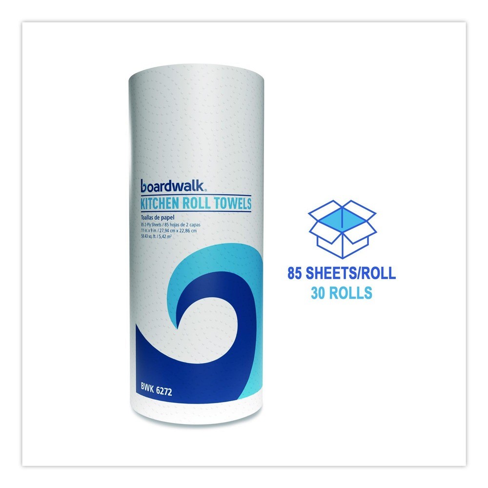 Boardwalk 6272 11″ x 9″ 2-Ply Kitchen Roll Towel – White (30/Carton) New