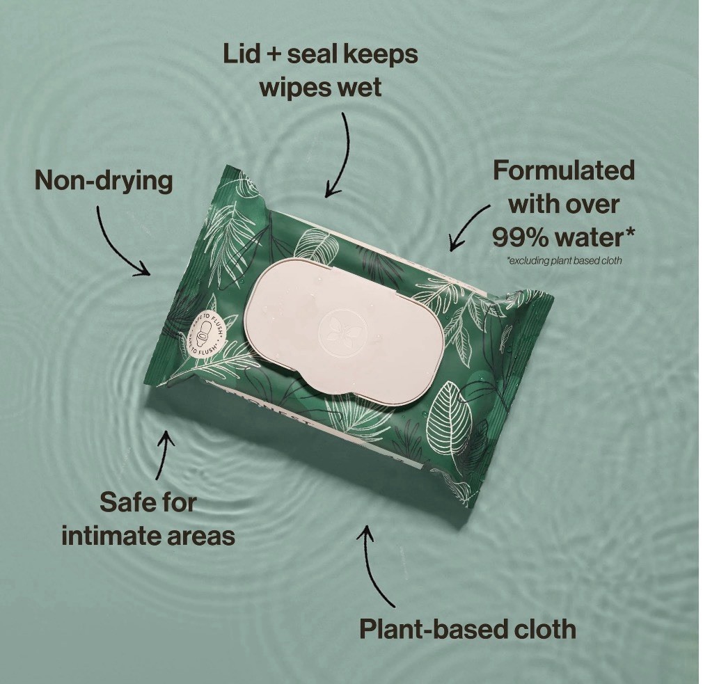 The Honest Company Hypoallergenic Flushable Butt Wipes – Sensitive Skin, 42ct