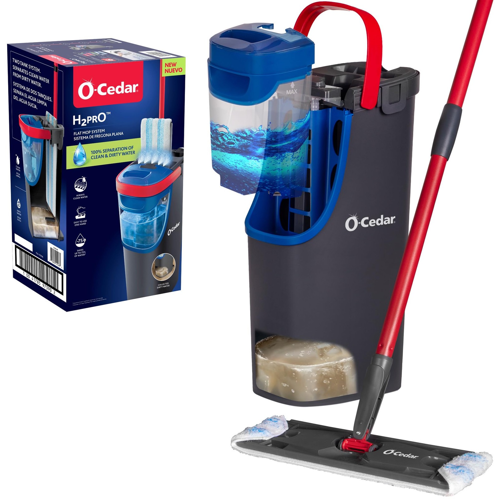 O Cedar H2prO Flat Mop System Quick Cleaning Tool Clean with Clean Water Machine