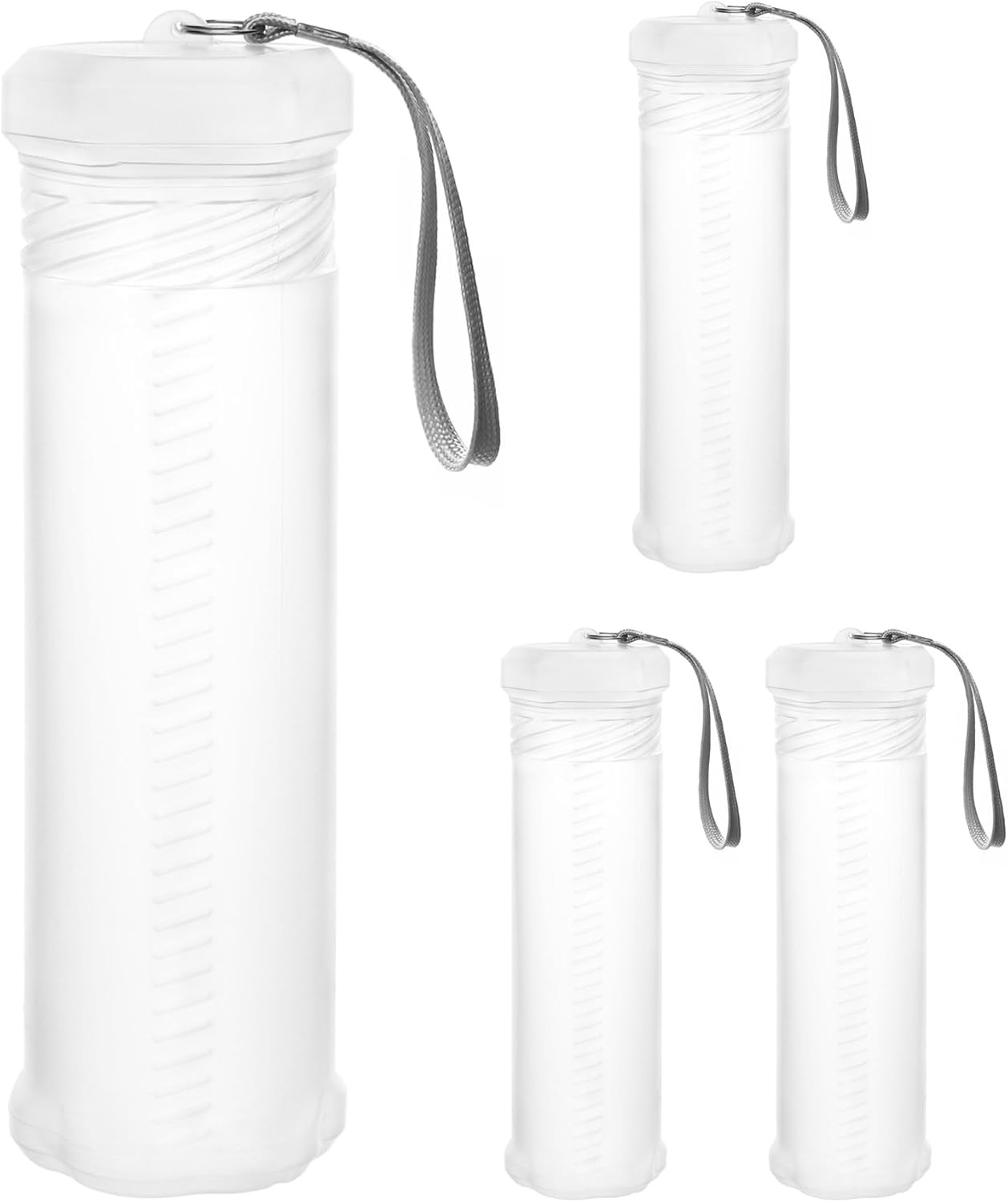 4-Pack Extendable Artist Storage Tubes 8.5–15in, 2.4in, Translucent Lanyard Case