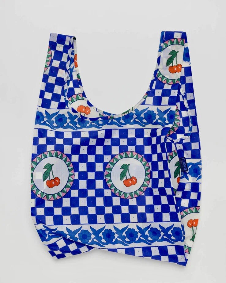 NEW! Baggu STANDARD BAG in “Cherry Tile” — Washable Recyc. Nylon SOLD OUT + RARE