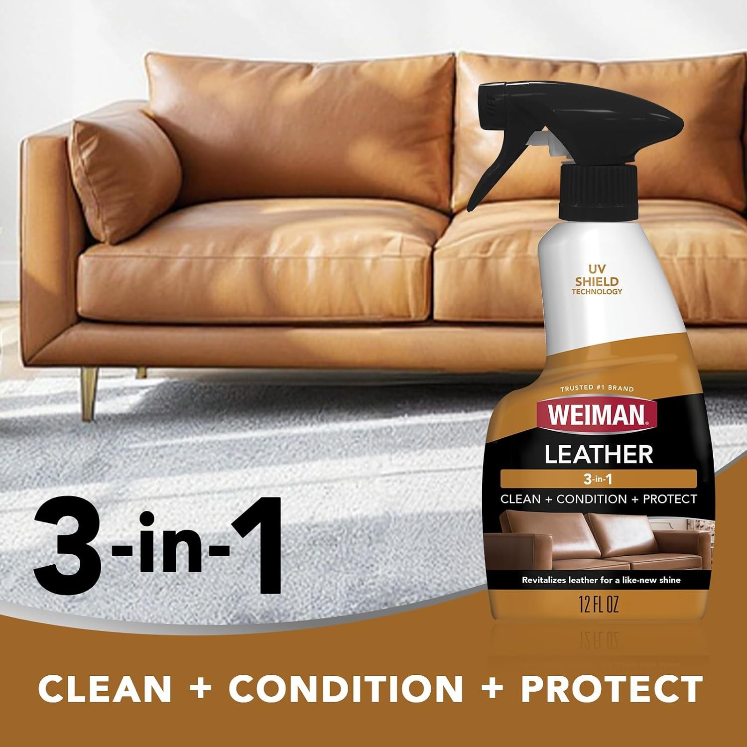 Weiman Leather Cleaner & Conditioner 12 fl oz | Clean, Protect & Shine