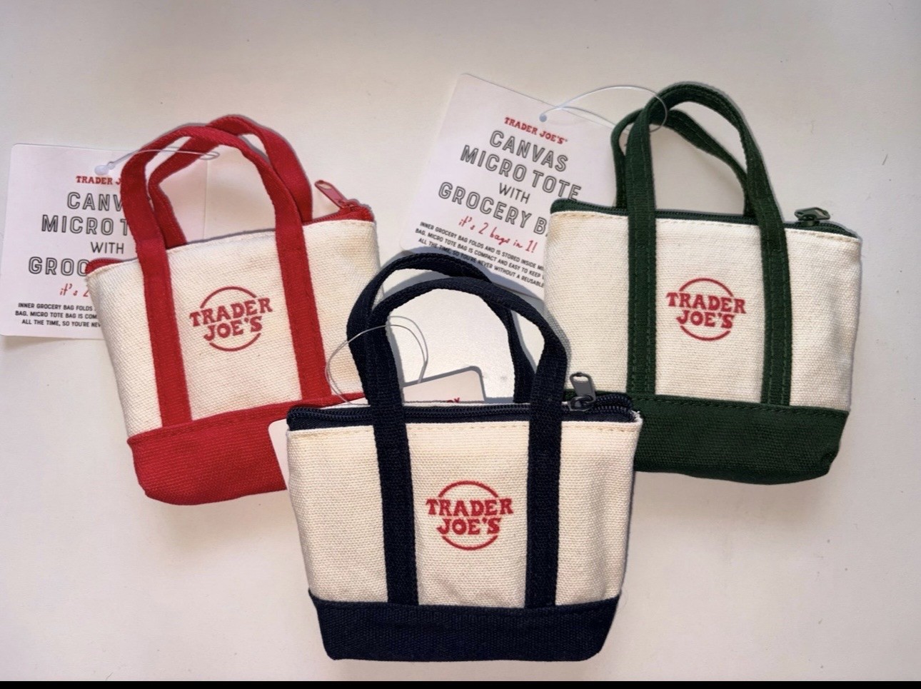 Trader Joe’s Canvas Micro Tote with Grocery Bag 2025 LIMITED Set Of 3
