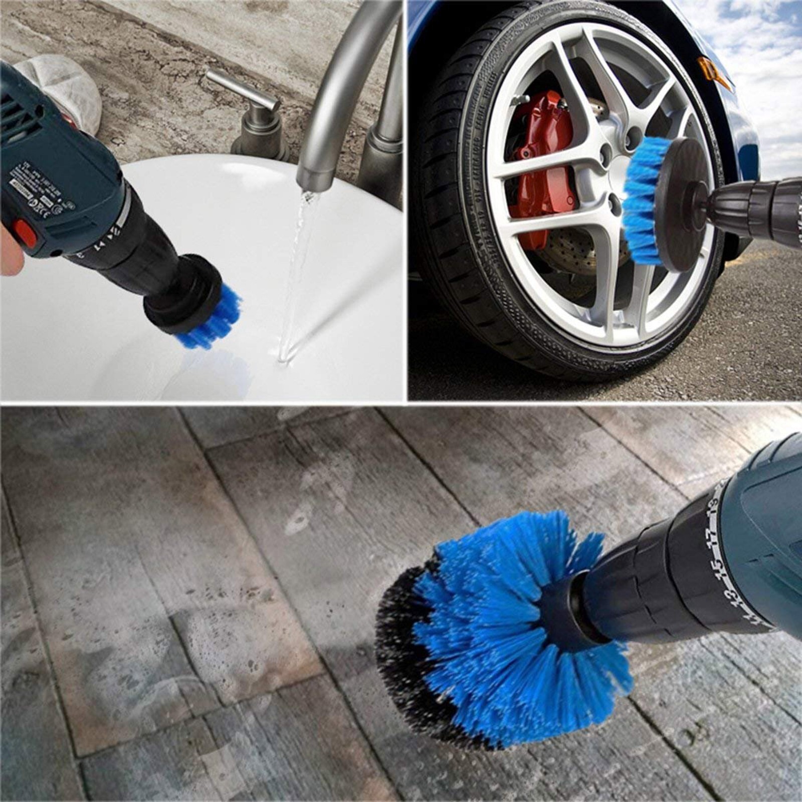 Drill Brushes Set 3Pcs Tile Grout Power Scrubber Cleaner Spin Tub Shower Wall