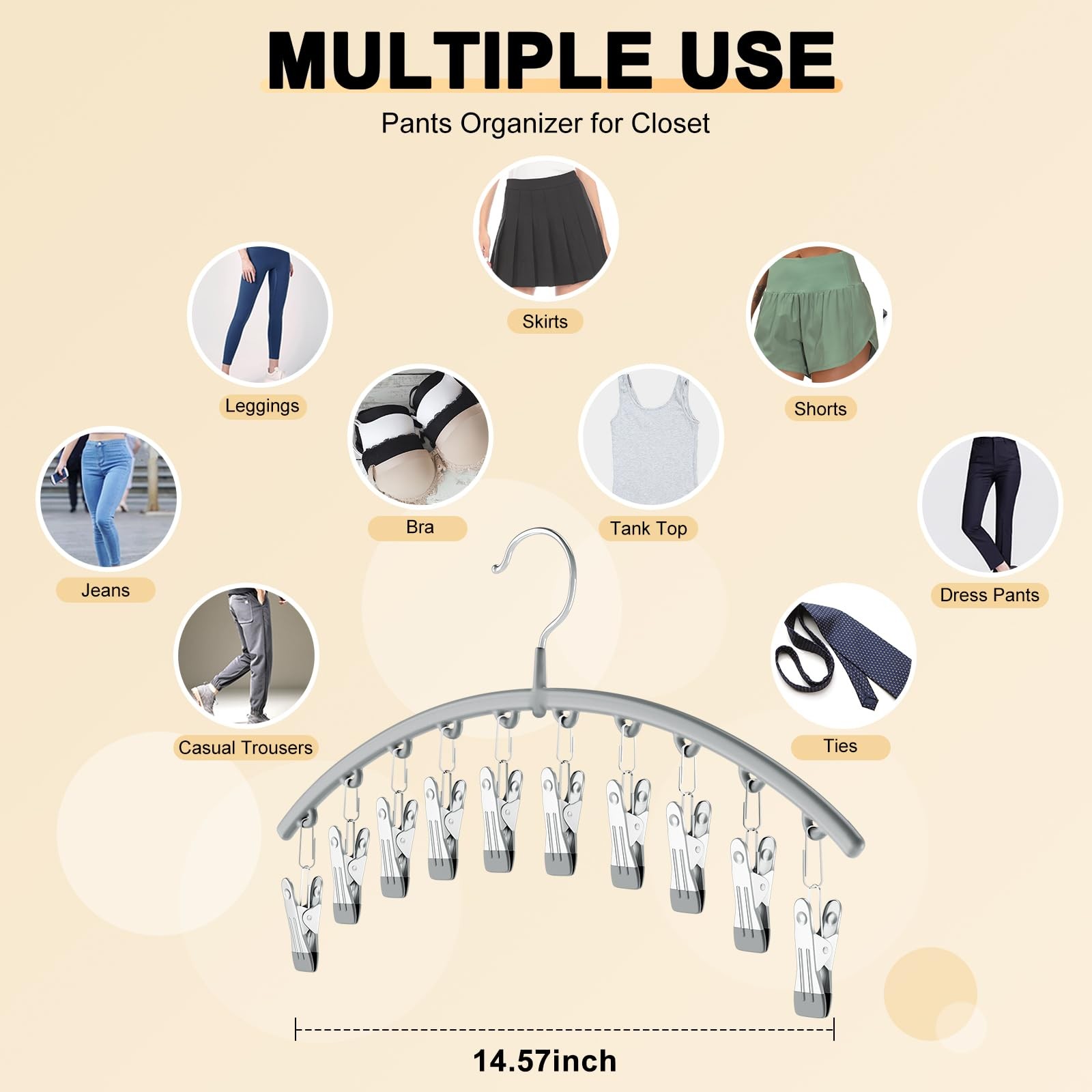 Volnamal Legging Organizer for Closet, Metal Yoga Pants Hanger 2 Pack, Gray