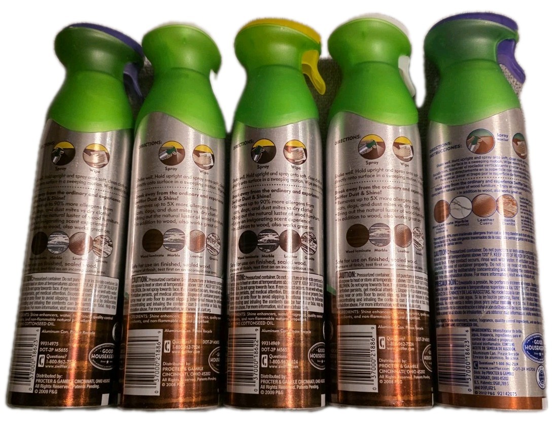5x Swiffer Dust & Shine Multi Surface Spray ASSORTED SCENTS SEE PICTURE 9.7 Oz