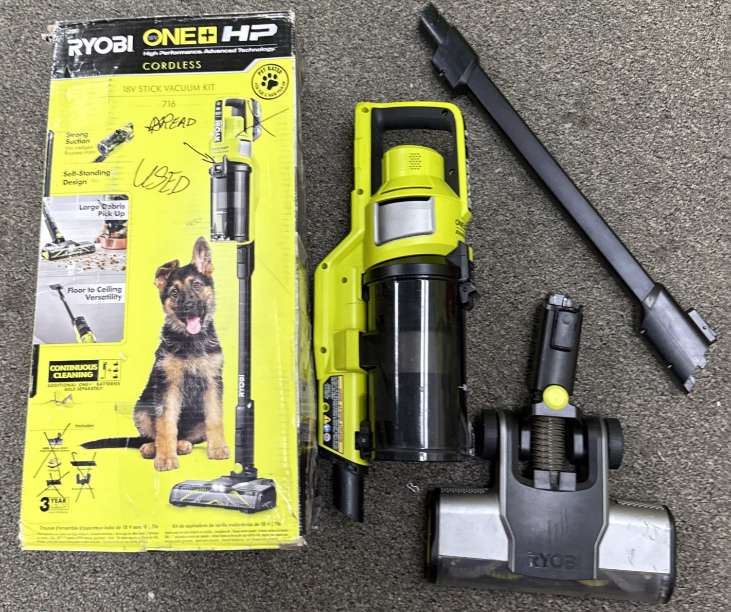 Ryobi ONE+ HP 18V Brushless Pet Stick Vacuum – PBLSV716 – Tool Only, Used *READ*