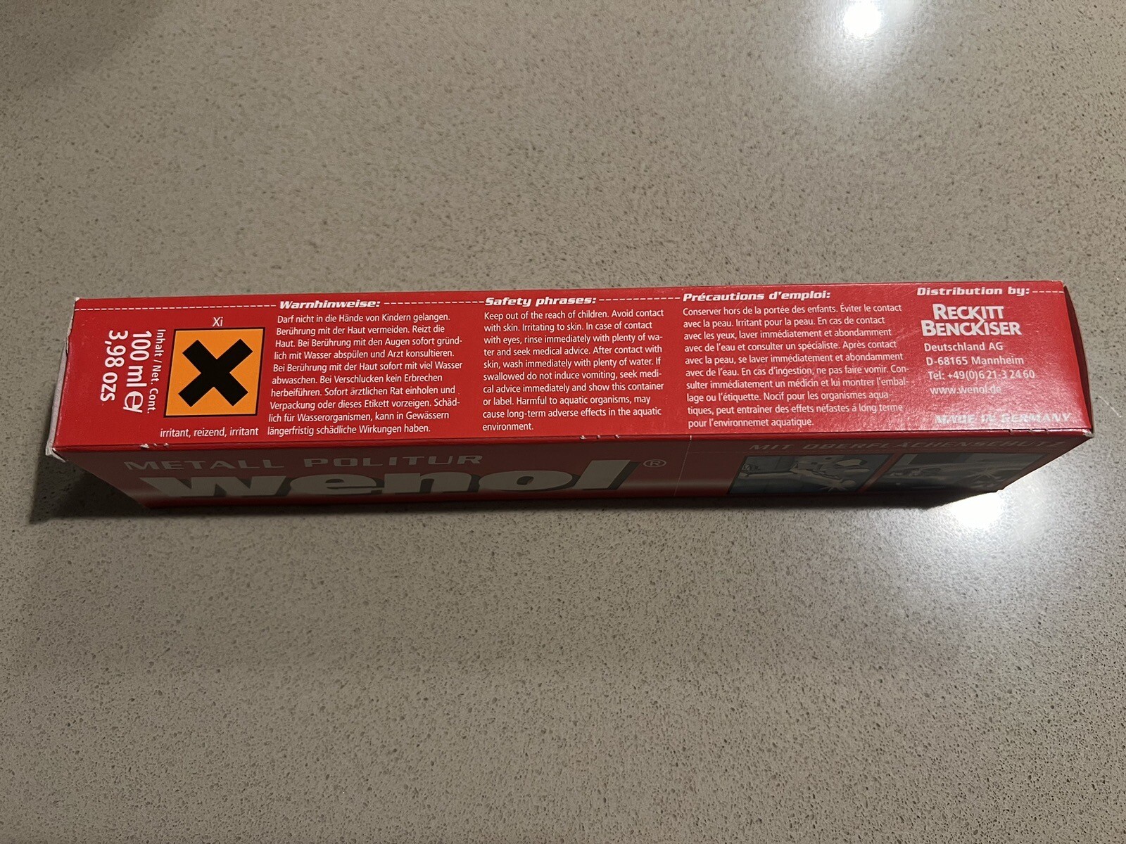Wenol Metal Polish with Surface Protection, 100mL / 4oz Red Box