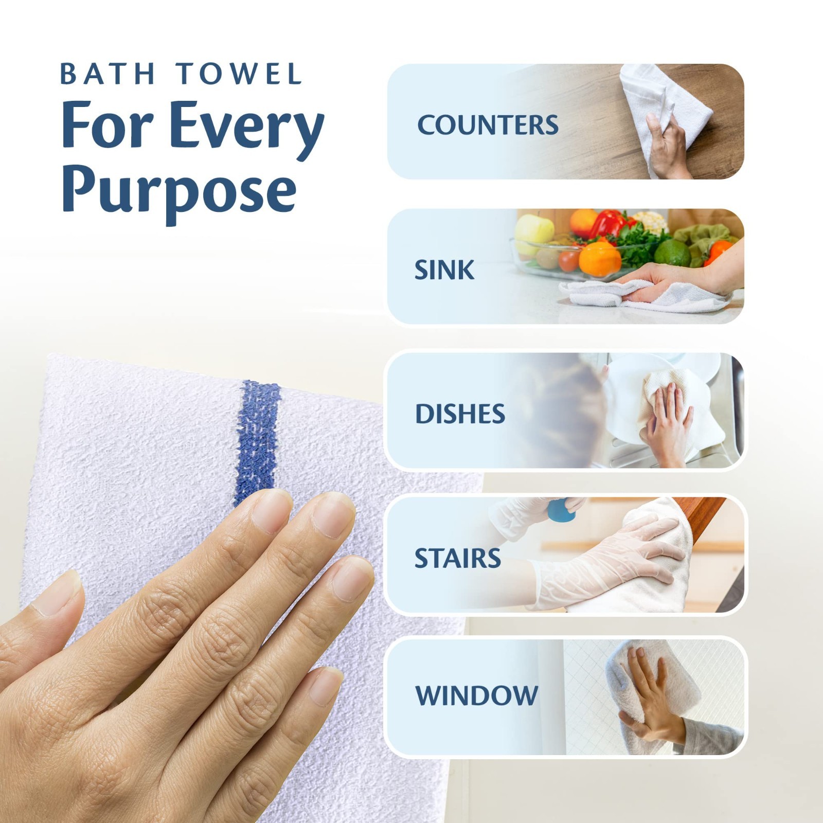 100% Cotton Bar Mops Cleaning Towels, 36 Pack, 16″ x 19″, Commercial Grade, Terr