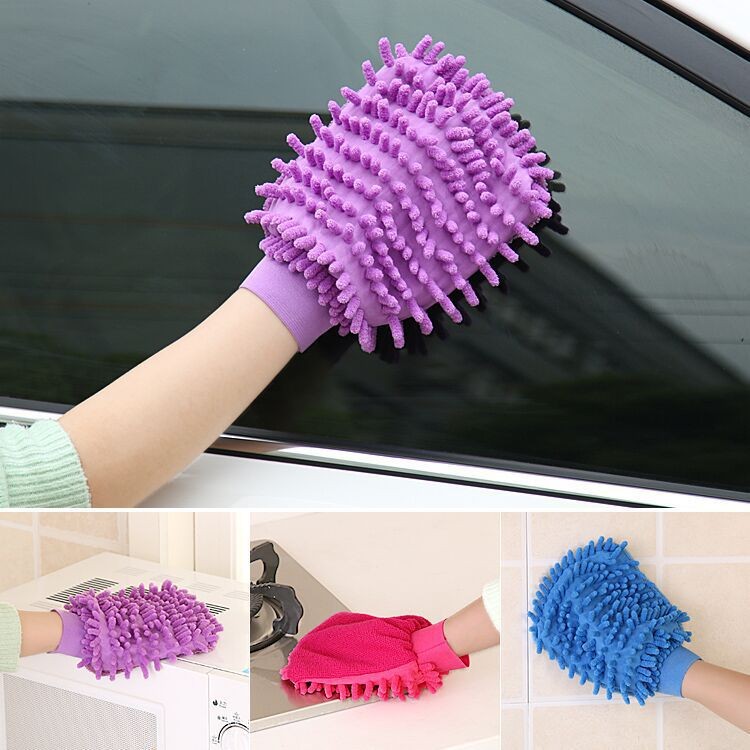 Double-sided chenille car wash gloves, car cleaning tools car cleaning gloves