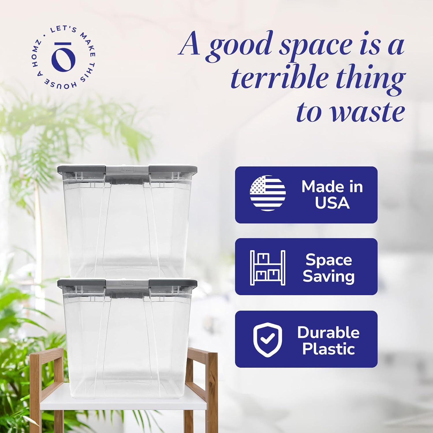 4-Pack Secure Latch, Clear Plastic Storage Organizer Bins, 64 Quart, Gray Lid –