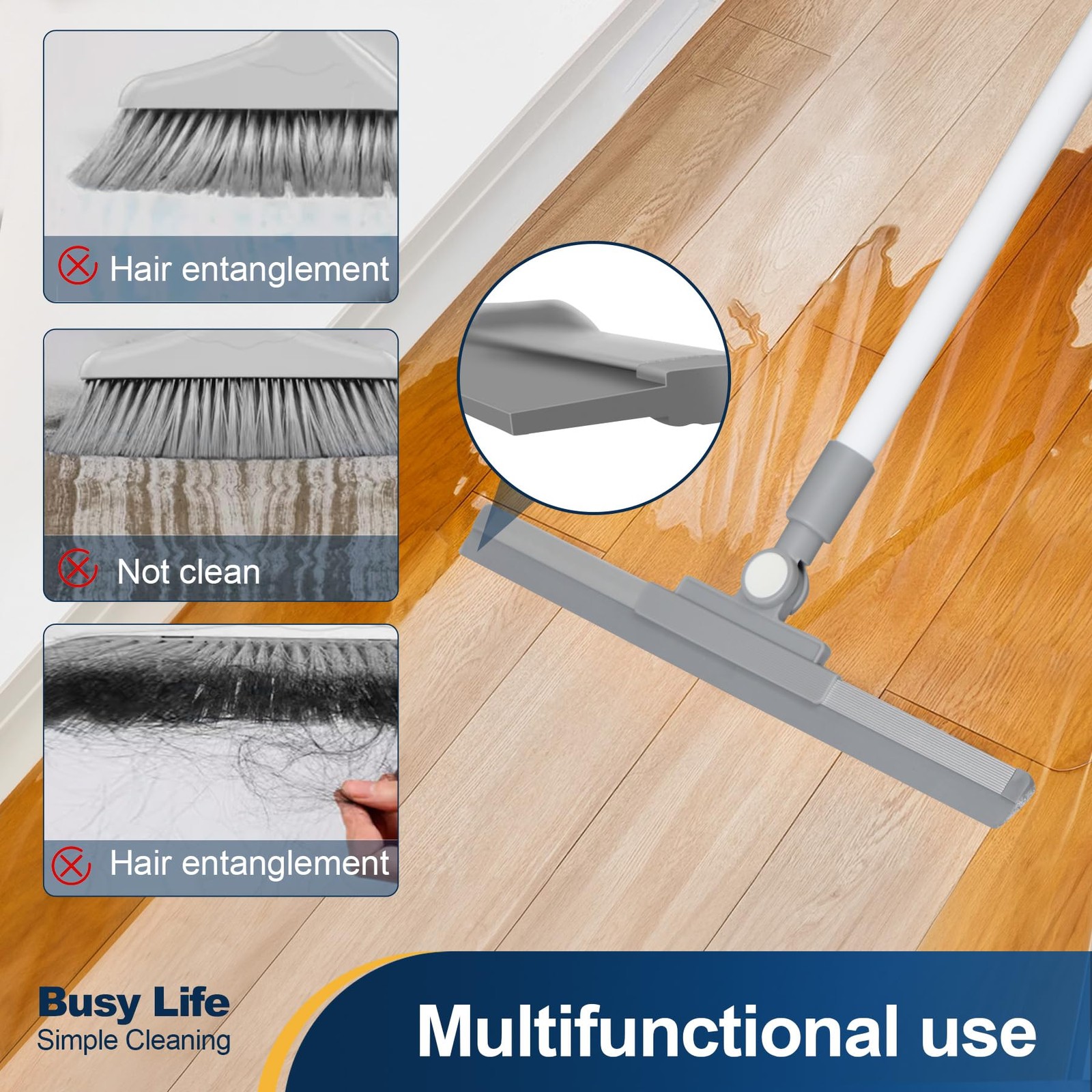 Rubber Floor Squeegee Broom TPR Blade Adjustable Scrubber Squeegee Household …