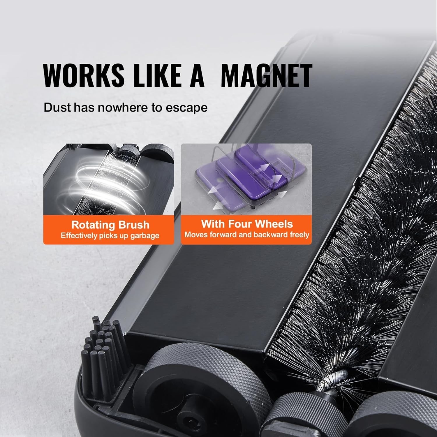 Stylish Purple Carpet Sweeper – Quiet Manual Operation, Pet Hair & Dirt Remover