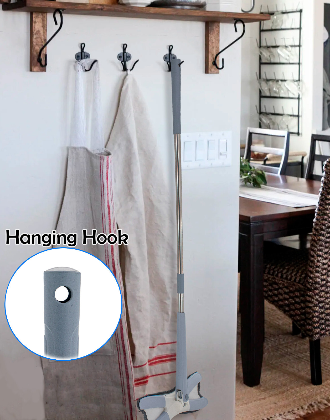 360 X Floor Mop Hands Free Self Wringing Reusable Wet & Dry Microfiber Rotatable