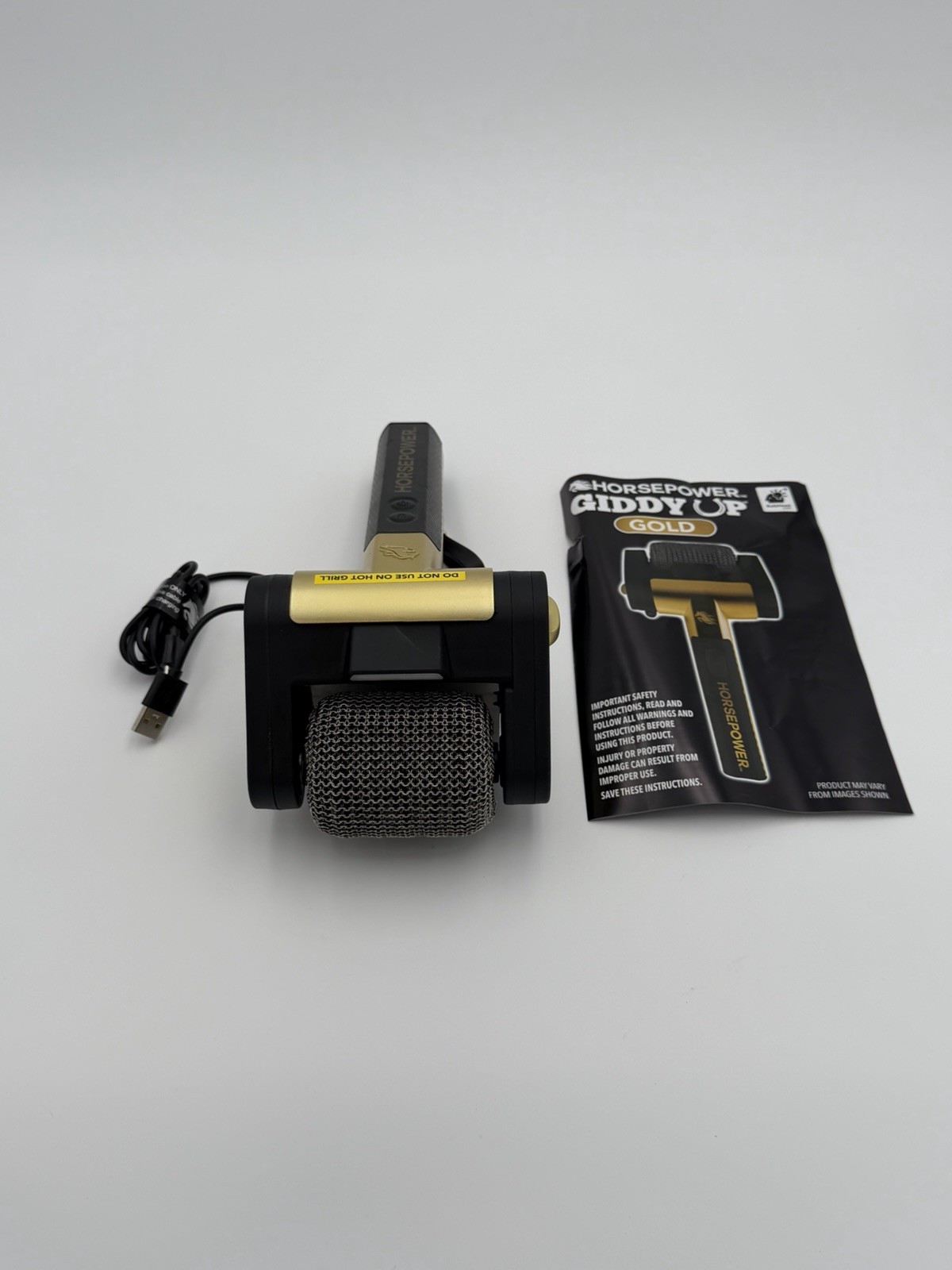 Horsepower Giddy Up GOLD Bristle-Free Spinning Grill Brush w/LED