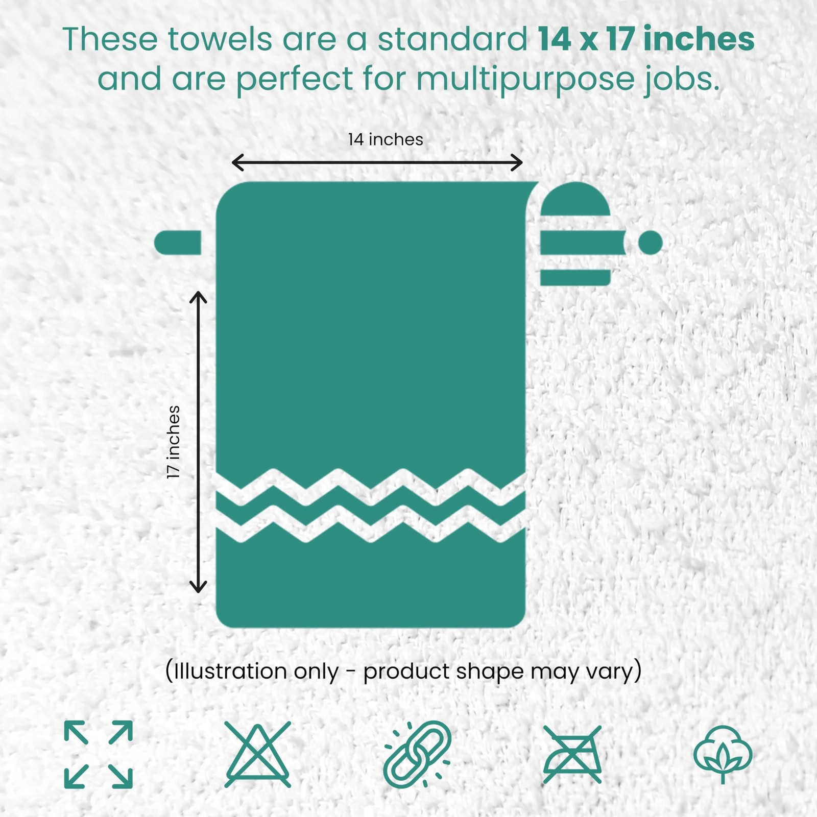 White Terry Bar Mop Towels 40 Pcs (Approx) – 100% Cotton Ultra-Absorbent Clea…