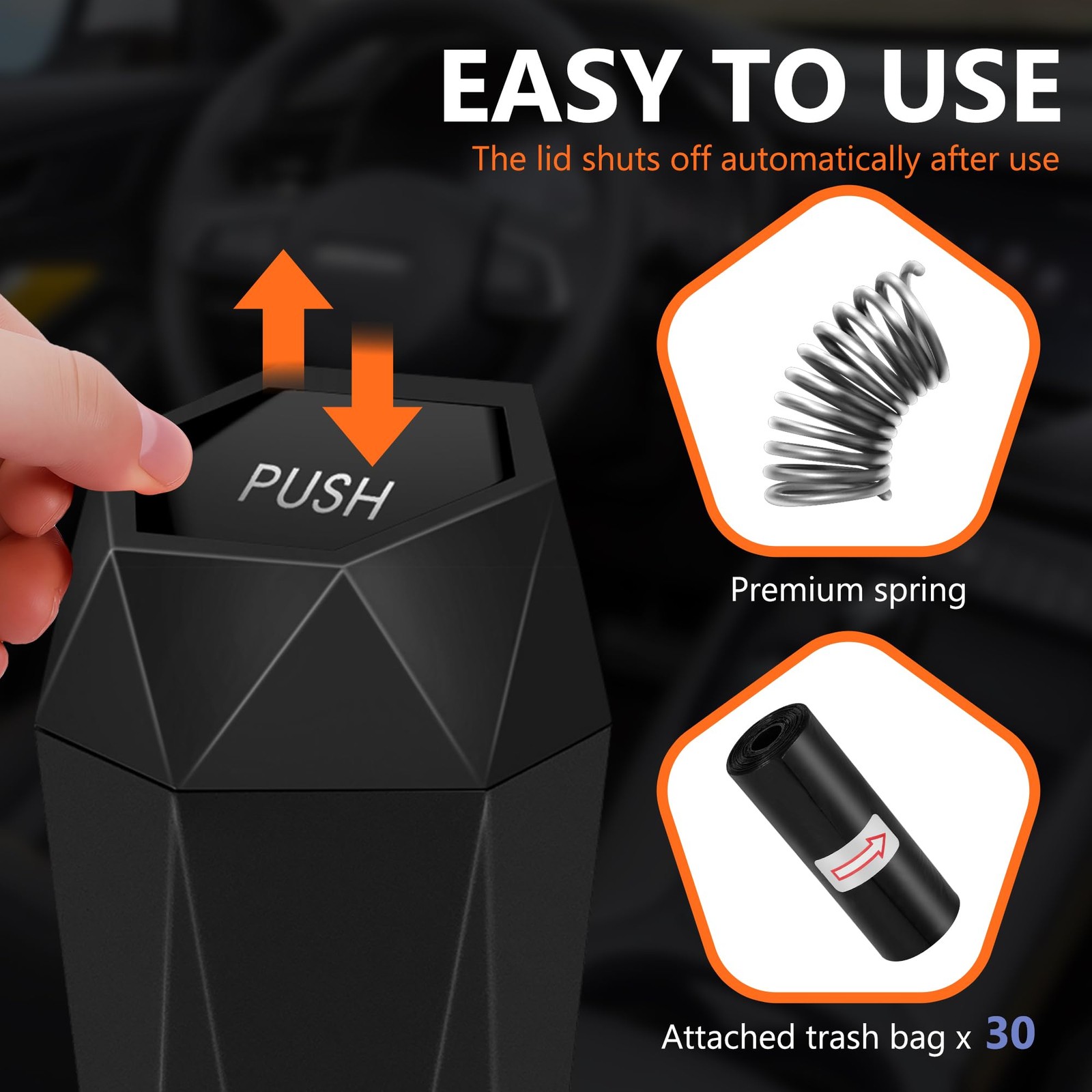 Car Trash Can with Lid – 2-Pack, Interior Accessories for Vehicles, Leakproof…