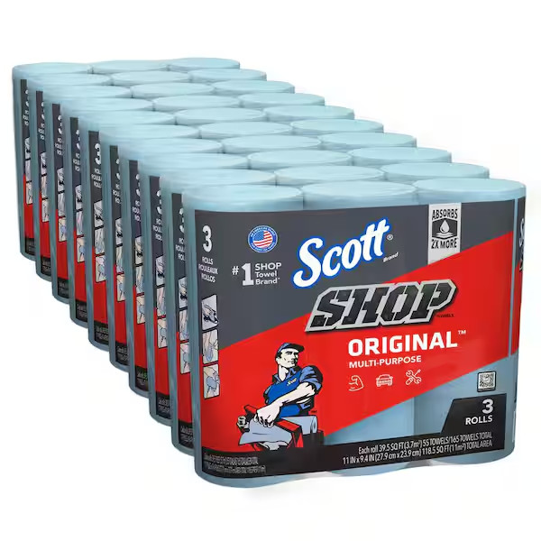NEW Ultra-Strong Blue Shop Towels – 1-Ply 9×11 Cleaning Wipes (30 Rolls Total)