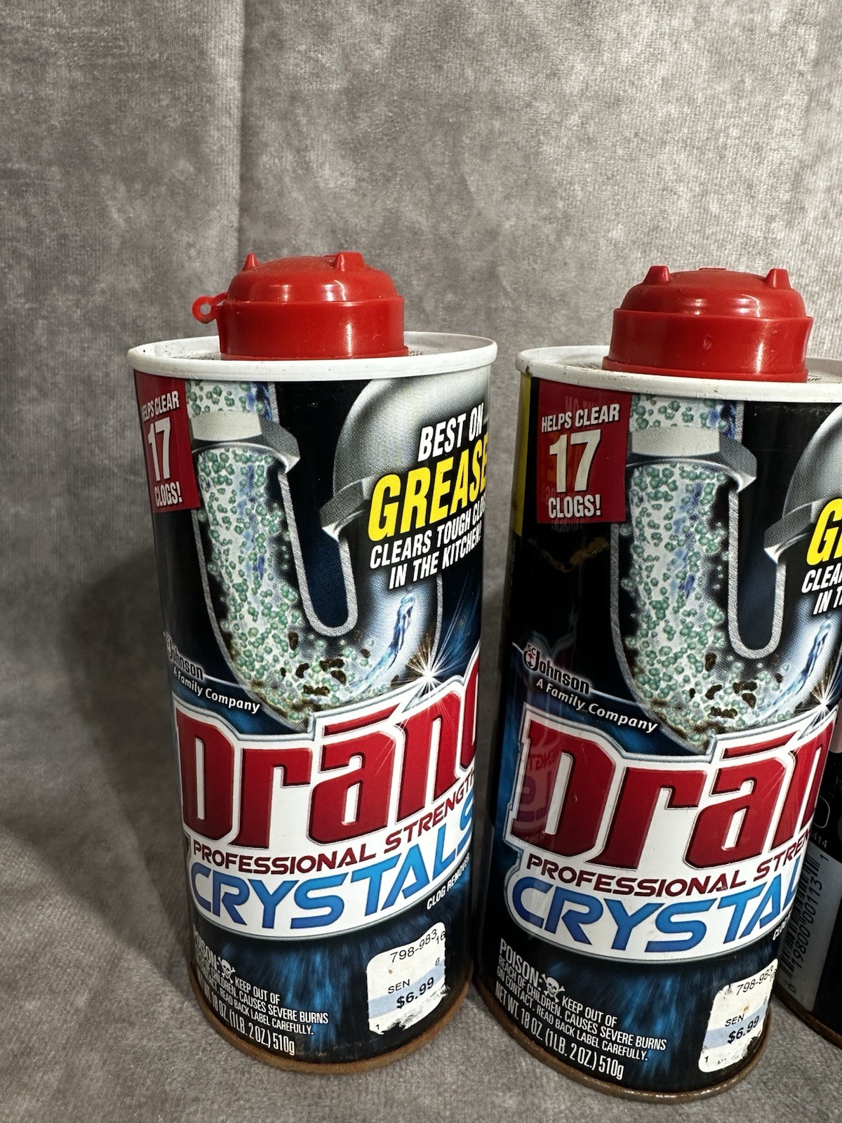 (3) New Drano Crystals Professional Strength Clog Remover 18oz Each