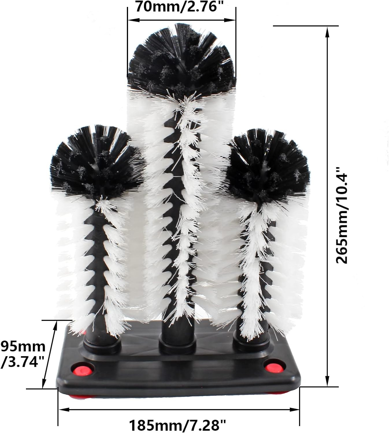 3 Brush Bar Glass Washer with Suction Base, Commercial Brush Cleaner Bristle Bru