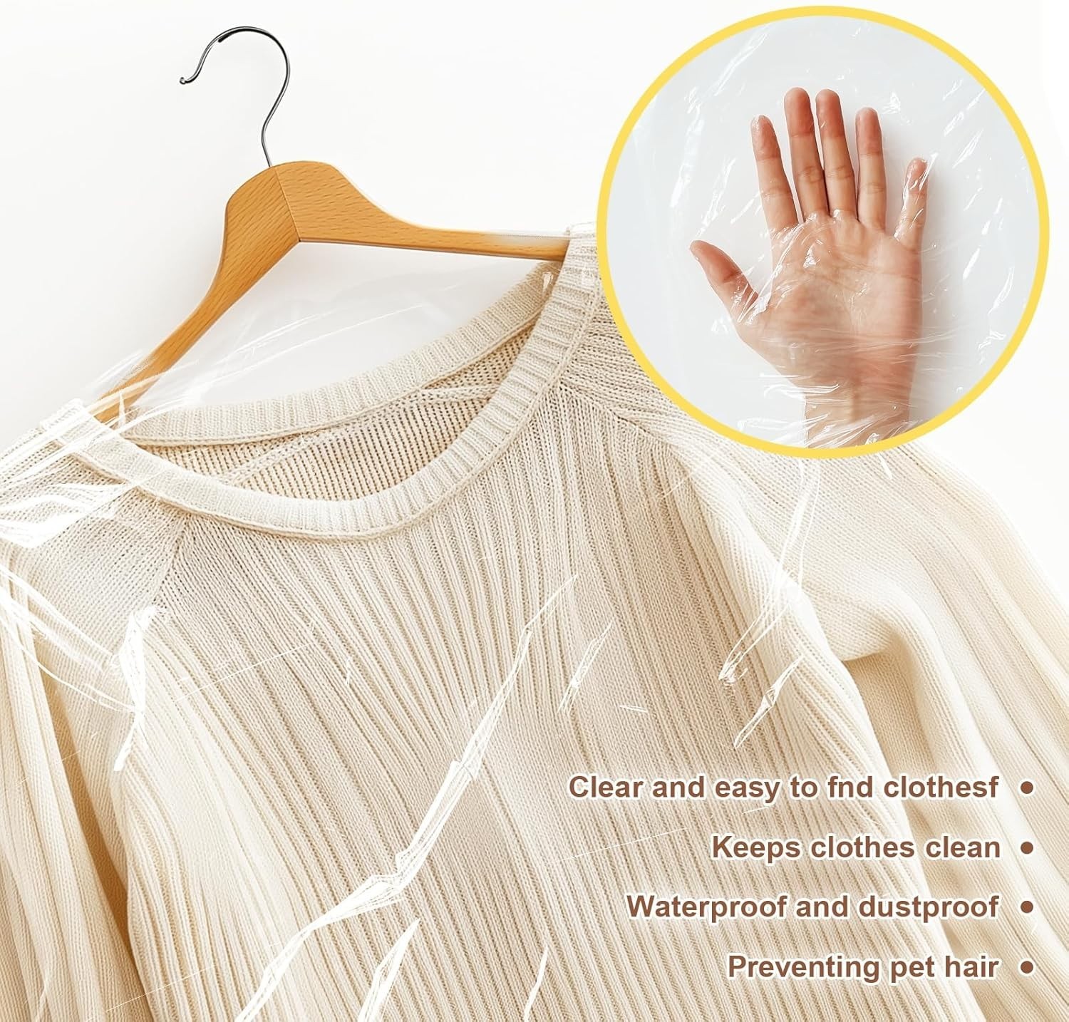 40 Pcs Dry Cleaner Clothes Covers Plastic Clear Garment Bags for Clothes 60x90cm