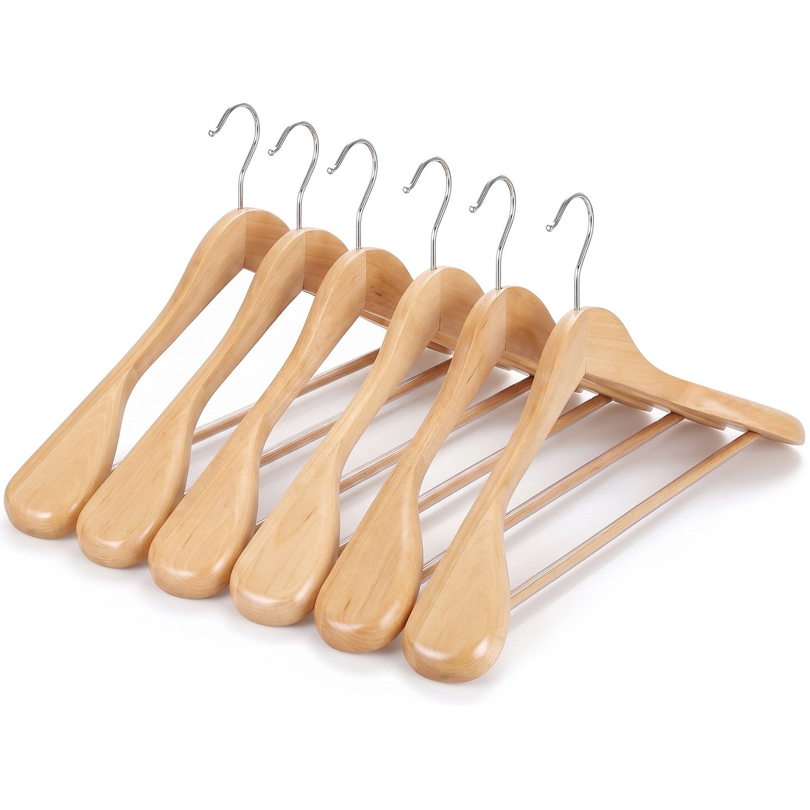 Premium Wooden Hangers 12 Pack Wide Shoulder Suit Coat Hanger w/ 360 Swivel Hook