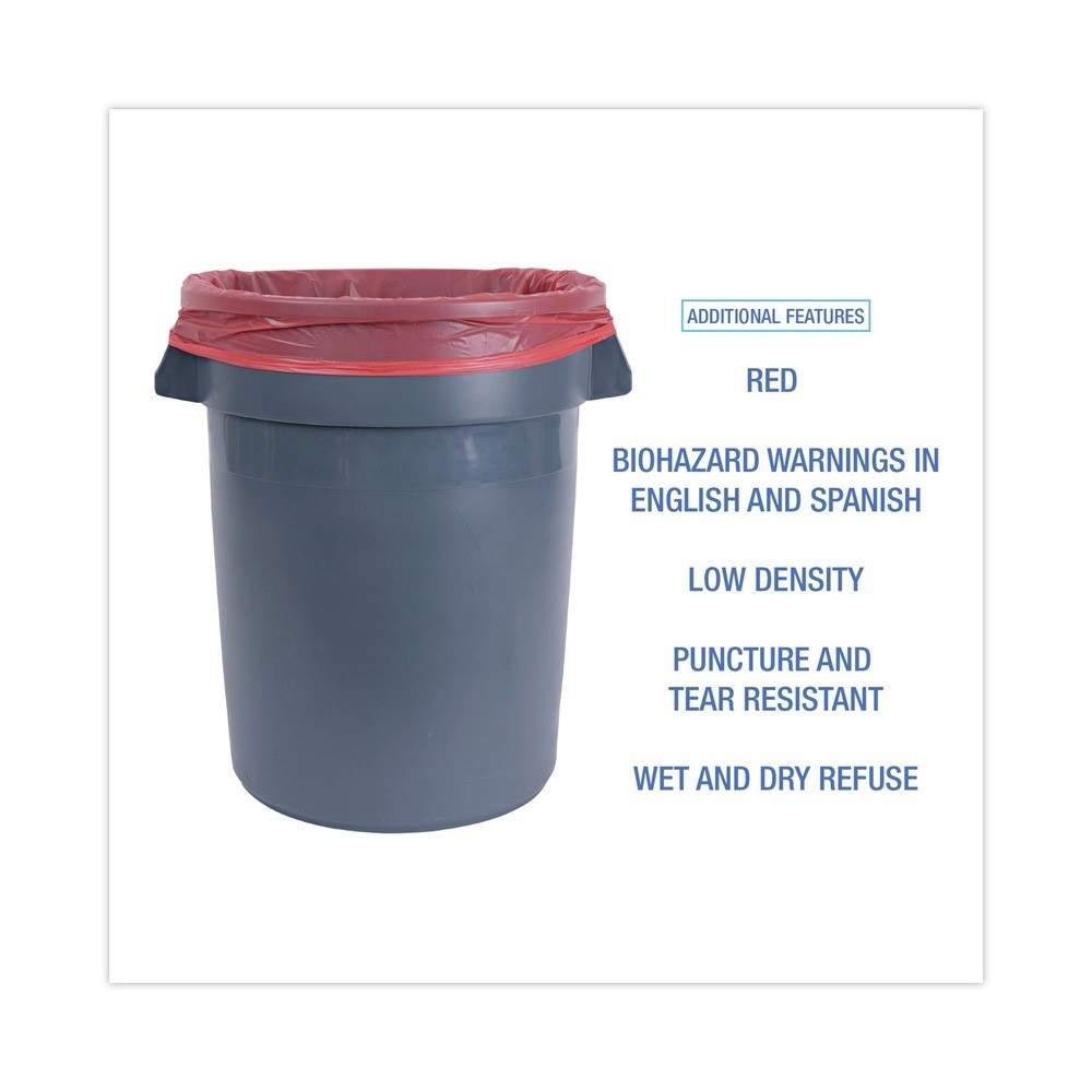 Boardwalk IW3339R Linear Low Density Trash Can Liners – Red (150/Carton) New
