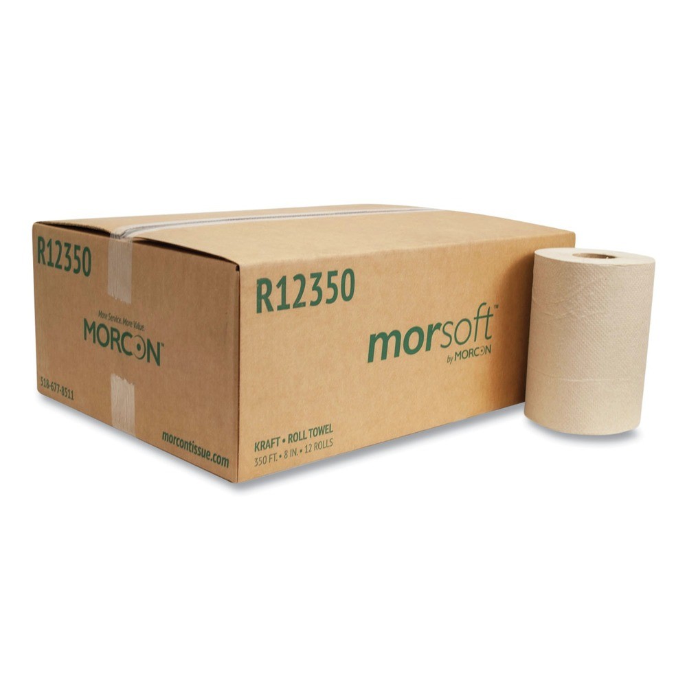 Morcon Paper R12350 8″ x 350′ 1-Ply Universal Roll Towels – Brown (12/CT) New