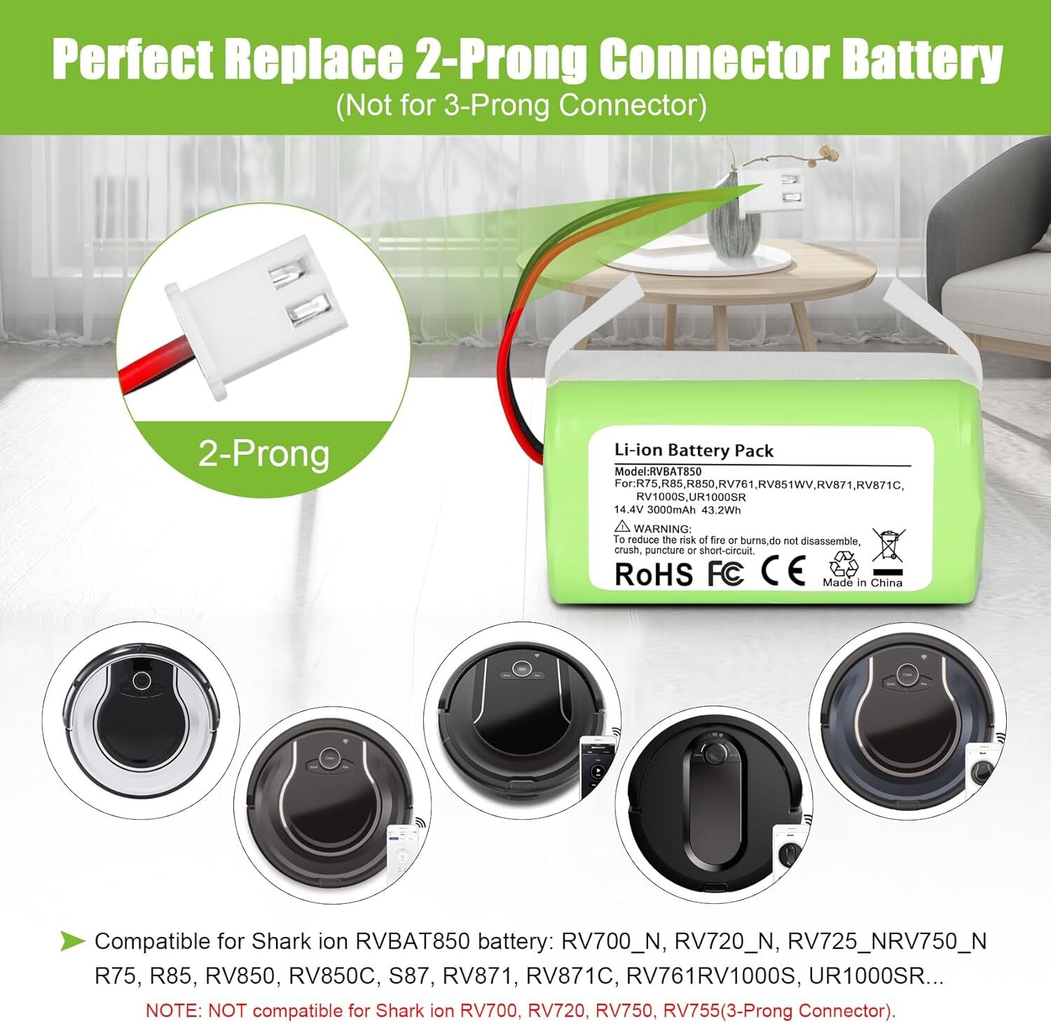 New Battery For Shark Vacuum RV1001AE UR1005AE RV1101ARUS UR1105ARUS RVBAT850