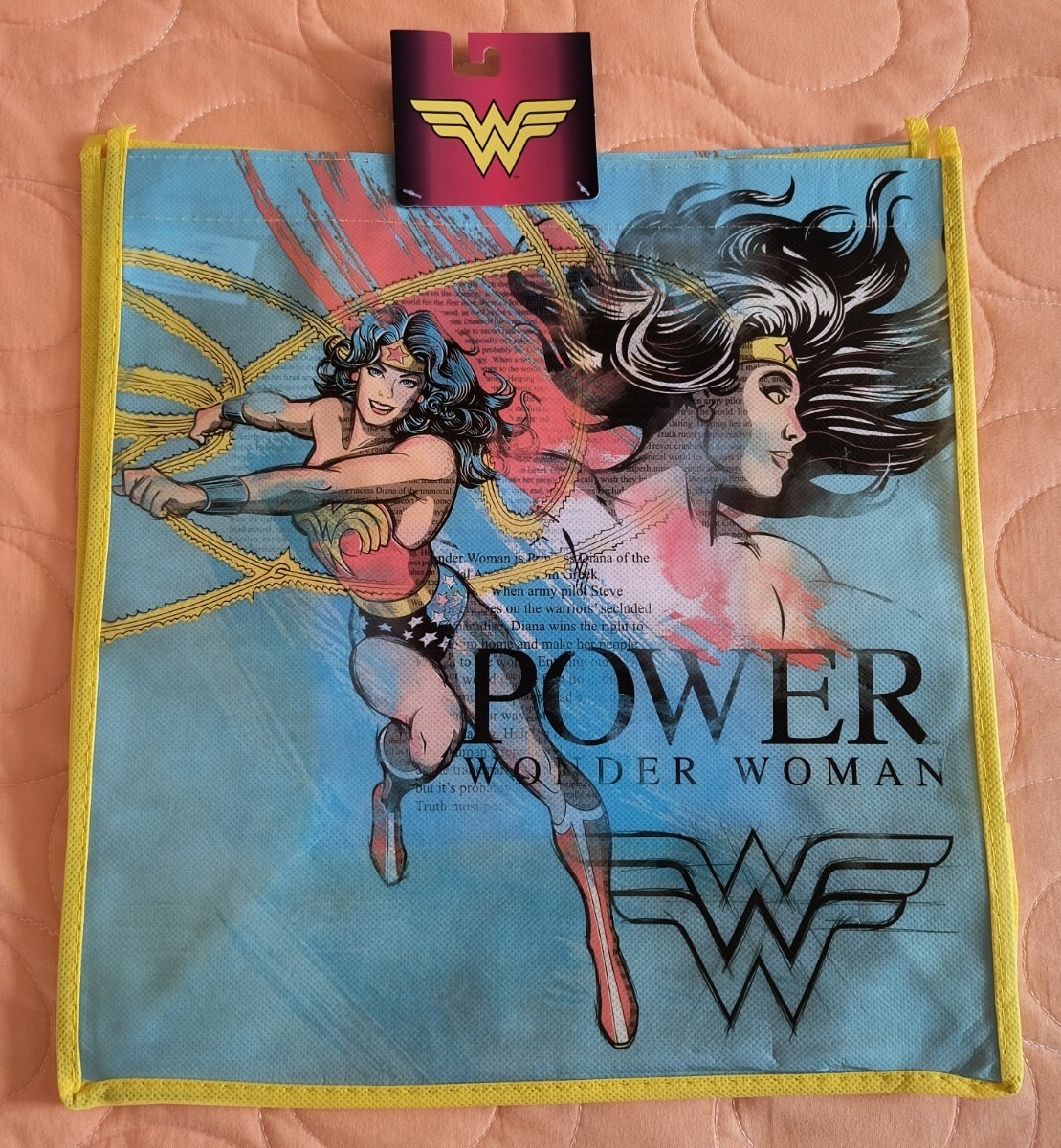 DC Comics Wonder Woman Superhero Reusable Eco Yellow Gift/Shopping Bag 🆕🆓ship!