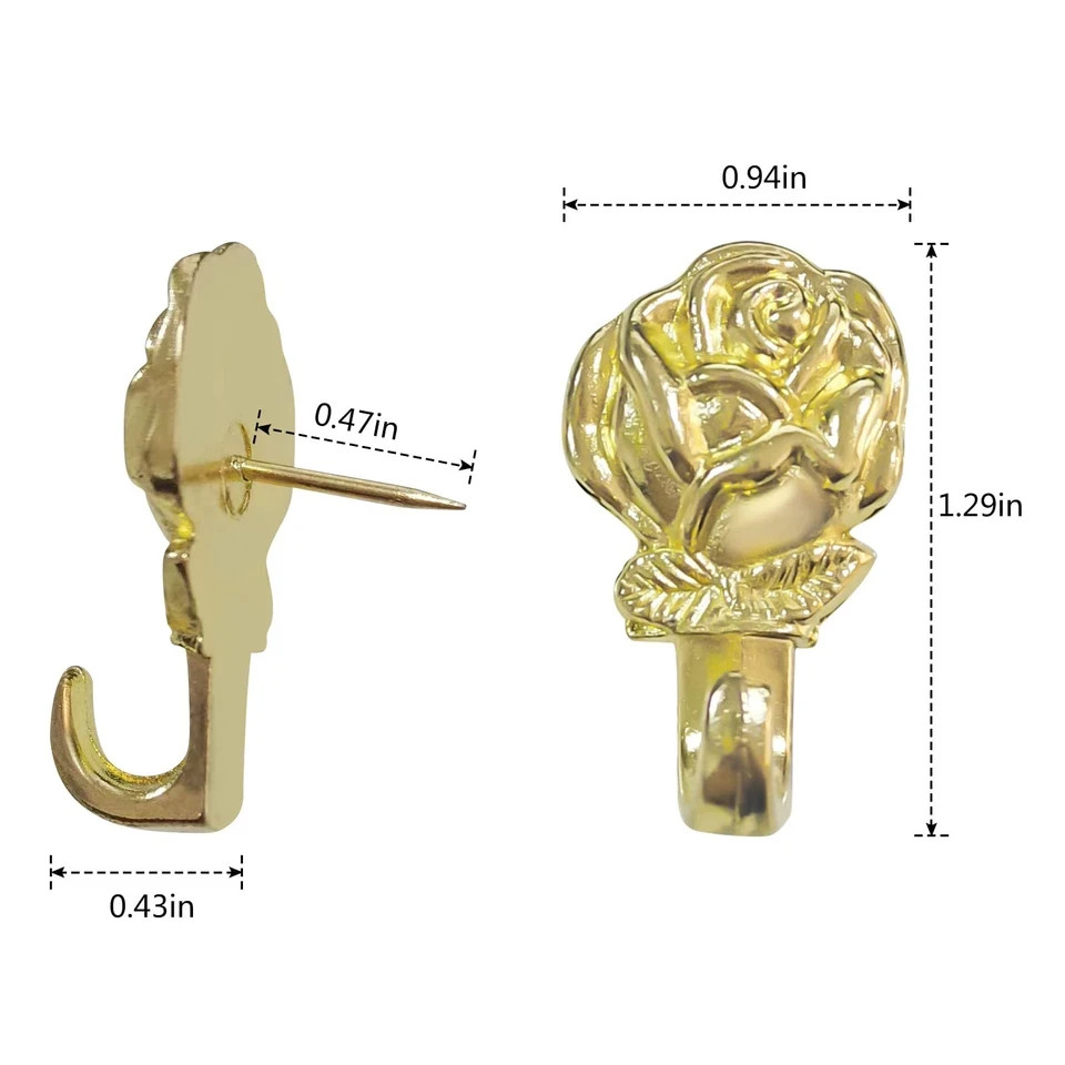 Push Pin Hangers, 20 Pcs Zinc Alloy Rose Pin Hooks Picture Hanging Nails for …