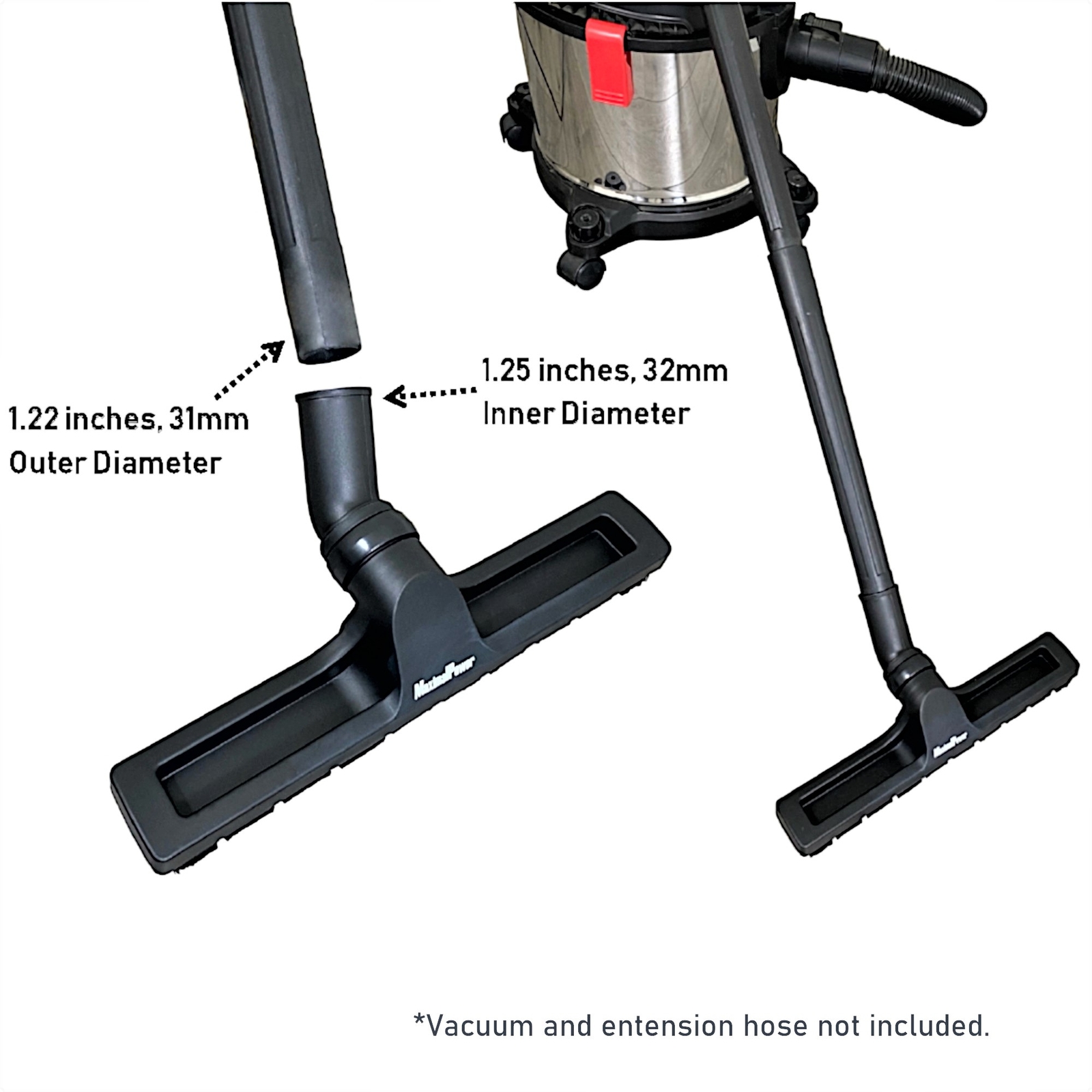 Universal 12″ Vacuum Cleaner Attachment 360 Floor Brush Tool 1.25″ 1-1/4″ 32mm