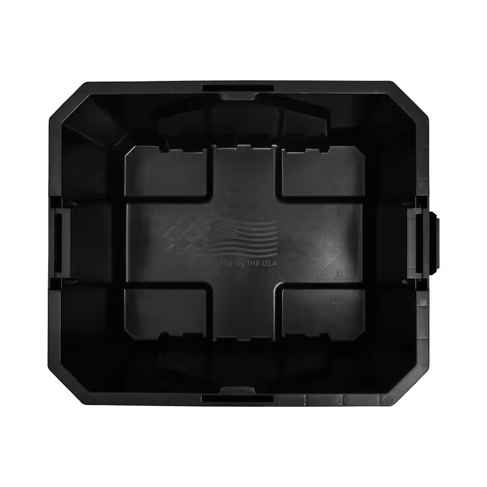 Husky 27 Gallon Storage Tote Bin Heavy Duty Stackable Lockable Lid Black Red