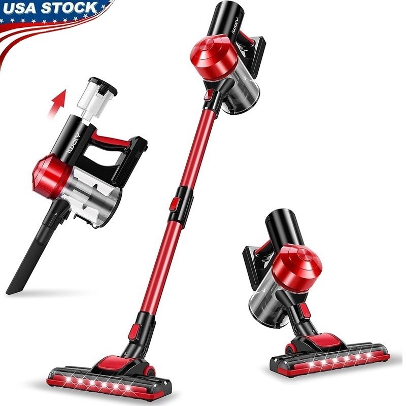 Cordless Vacuum 18000Pa Suction HEPA Filter 35min Runtime Motorized Brush New