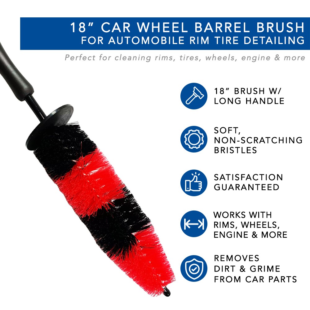 MaximalPower 18’’ Wheel Brush for Car Wheel Rim Detailing Brush Car Barrel Tire