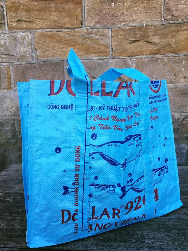 Recycled Budget Jumbo Grocery Bag made from Fish Feed Bags Fair Trade Cambodia